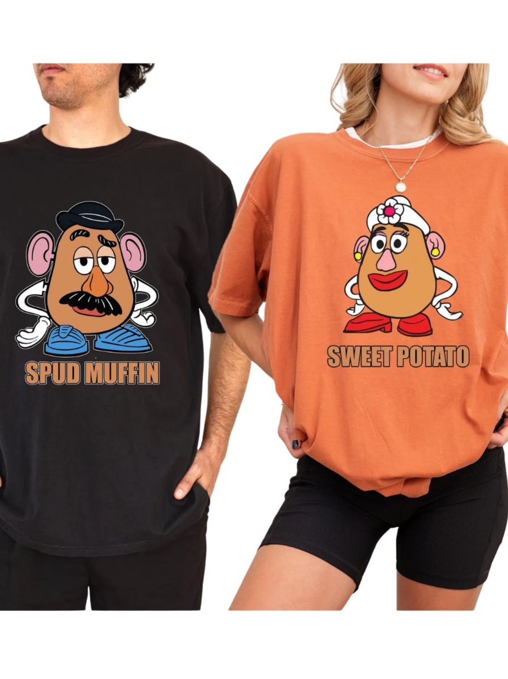 For Couple | 2 Comfort Colors Yam Sweet Potato and Black Muffin Short Sleeve Te